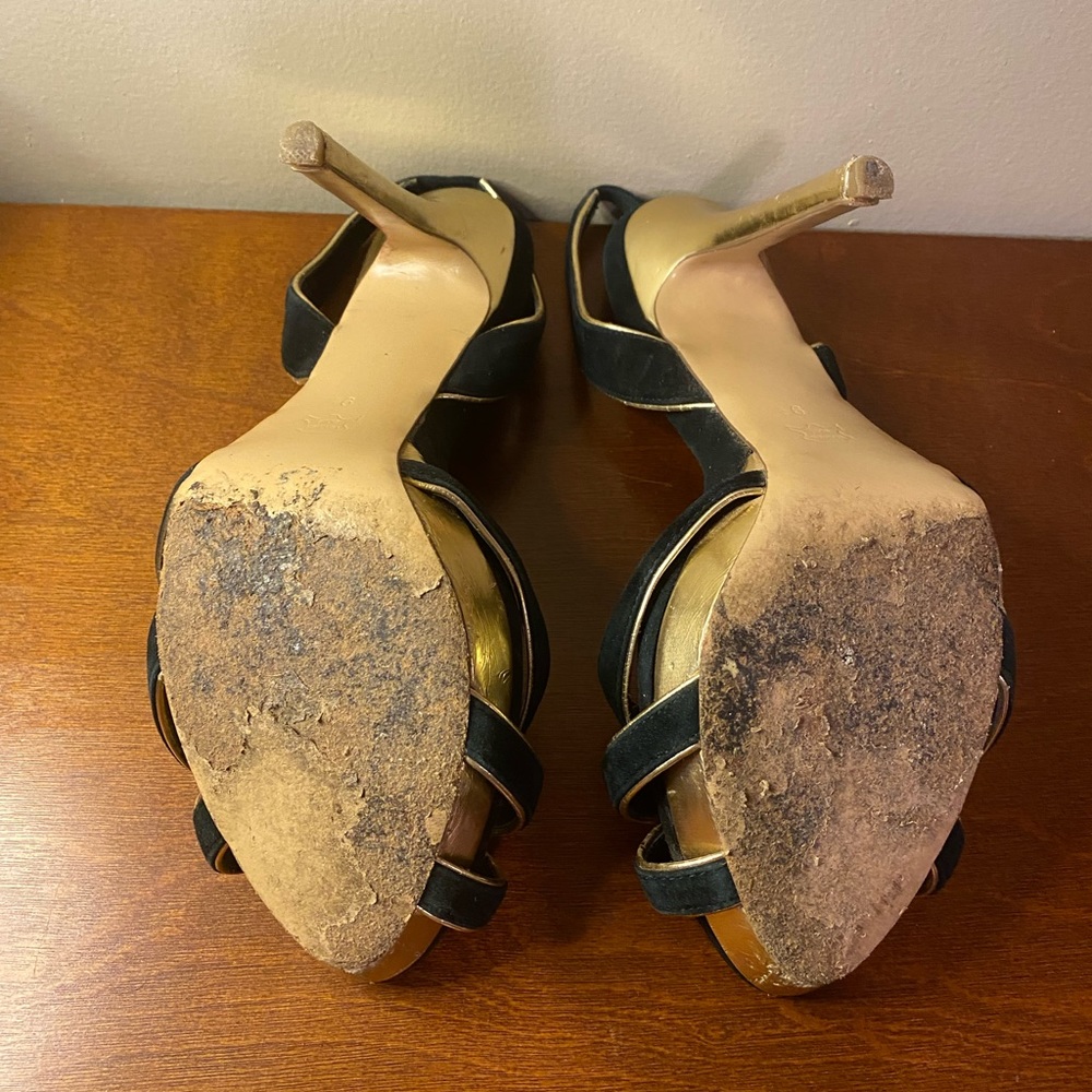 Black And Gold BCBG Sling Back Heels size 9.5 - Picture 4 of 7